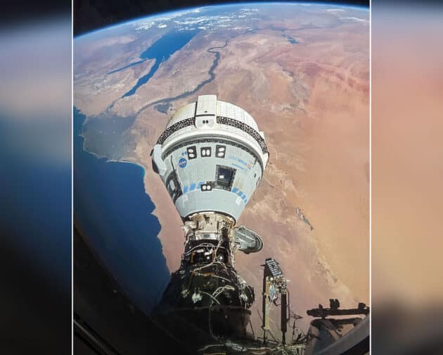 Die an der ISS angedockte Starliner-Raumkapsel. Copyright: NASA