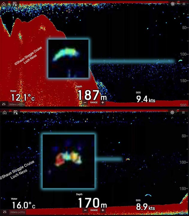 Weitere Ortung der kleineren sichelförmigen Signale.Copyright: Shaun Sloggie / www.CruiseLochNess.com