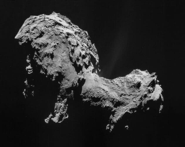 Der Komet Tschurjumow-Gerassimenko, aufgenommen von der Raumsonde Rosetta (2014) Copyright: ESA/Rosetta/NAVCAM