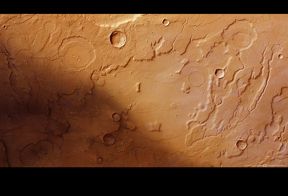 Blick der europäischen Mars-Sonde „Mars Express“ auf die Region Acidalia Planitia.Copyright: ESA/DLR/FU Berlin (G. Neukum)