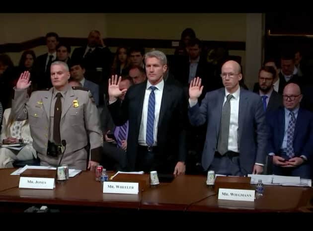 Die Zeugen Jones (US-Zoll/Grenzschutz), Wheeler (FBI) und Wiegmann (Justizministerium) am 10. Dezember 2024 vor dem Unterausschuss für Terrorismusbekämpfung, Strafverfolgung und Geheimdienste sowie Unterausschuss für Transport- und maritime Sicherheit des Homeland Security Committee. Copyright/Quelle: Homeland Security Committee