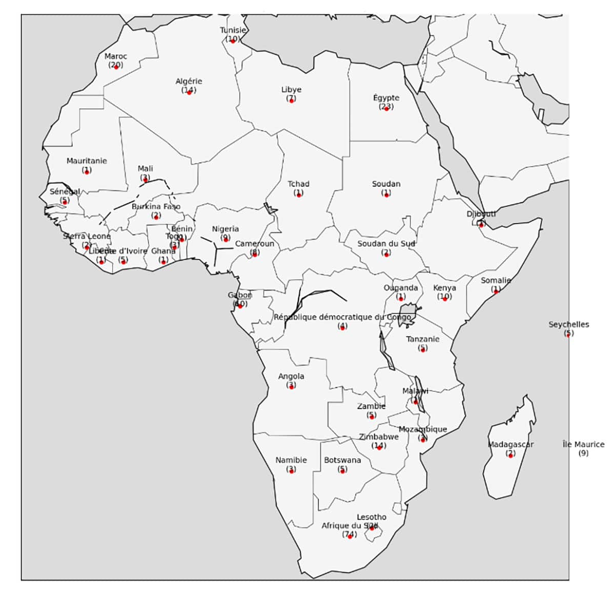 Verteilung der UFO-Sichtungen nach Ländern/Staaten.