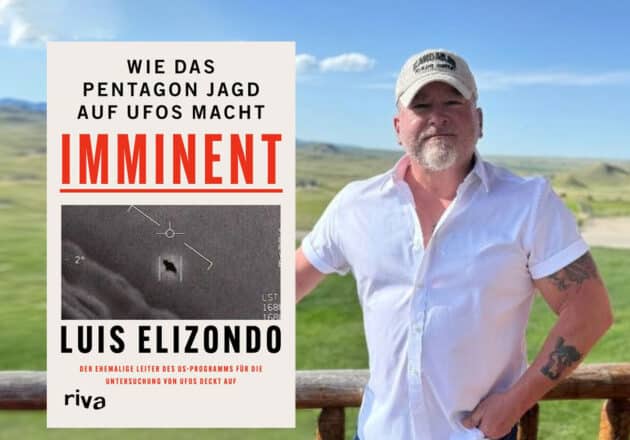 Luis Elizondo mit dem Titel der deutschsprachigen Übersetzung seines US-Bestsellers „Imminent“. Copyright: riva Verlag / L. Elizondo