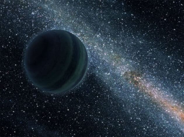Eine künstlerische Darstellung eines ungebunden an einen Stern frei durch All treibenden Planeten (Illu.). Copyright: NASA