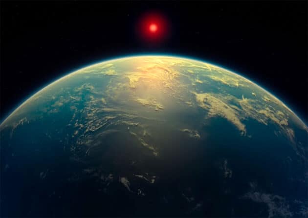 Künstlerische Darstellung des Exoplaneten „K2-18b“ (Illu.). Copyright: A. Smith/N. Mandhusudhan