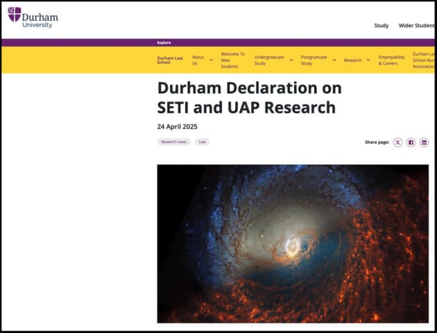 Screenshot der „Durham Declaration“ Copyright/Quelle: www.durham.ac.uk