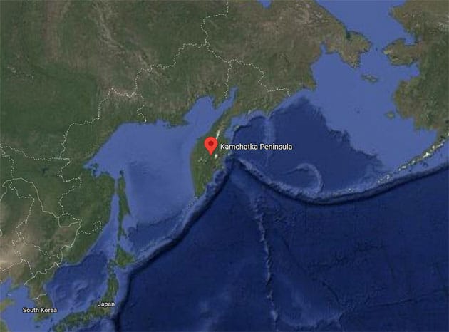 Die Halbinsel Kamtschatka in Russland – das Gebiet, in dem laut Brown das Ereignis mit dem großen schwarzen Dreieck und den russischen Schiffen stattfand.