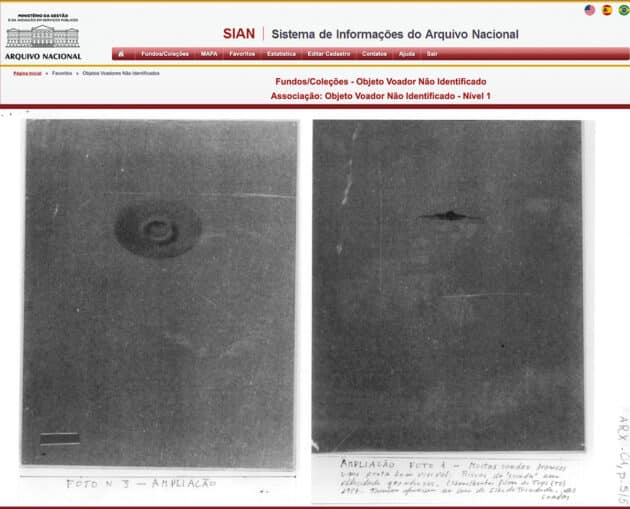 Exemplarische Ansicht aus dem UFO-Fallarchiv des brasilianischen Nationalarchives. Copyright/Quele: sian.an.gov.br