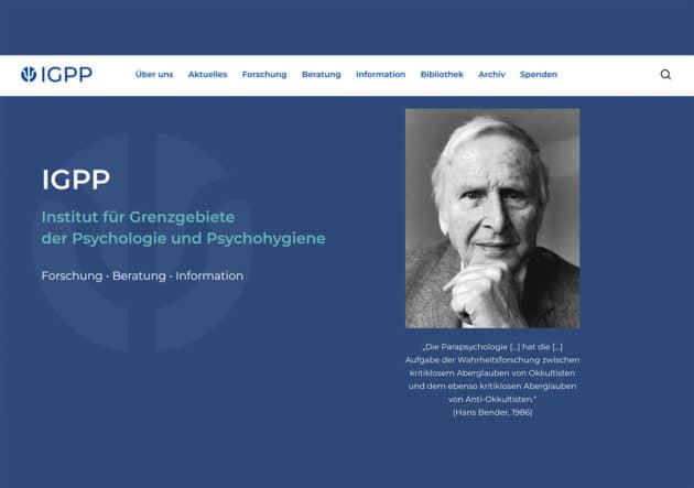 Screenshot der Startseite des neuen Internetauftritts des IGPP. Copyright: www.IGPP.de