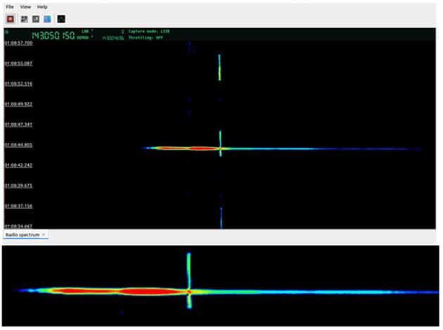 Reflexionsspur eines Meteoriden.Quelle: Josef Gracia