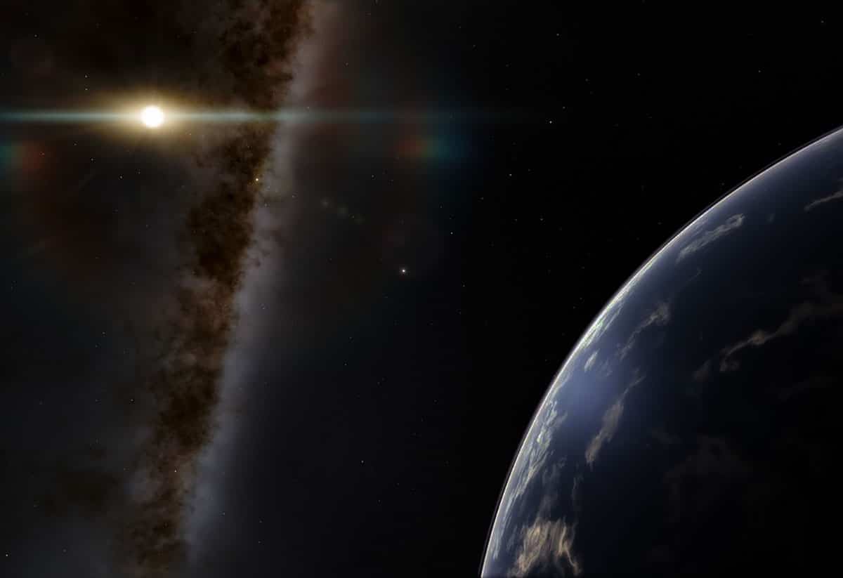 Künstlerische Darstellung eines erdartigen Planeten im äußeren Sonnensystem (Illu.).Copyright: seahyx (via Pixabay.com)