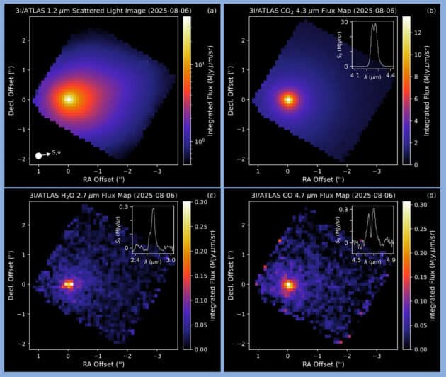 Webb-Aufnahmen des interstellaren Objekts „3I/ATLAS“ vom 6. August 2025. Copyright/Quelle: NASA, Cordiner et al., NASA 2025