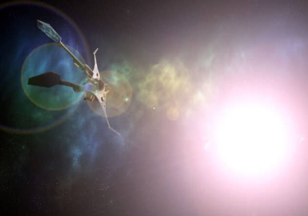 Künstlerische Darstellung einr außerirdischen Sonde im Sonnensystem (IIlu.). Copyright: Papafox (via Pixabay.com) / Pixabay License