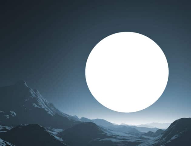 Künstlerische Darstellung des Anblick der „Weißen Sonne“ am Himmel eines Felsplaneten um einen Weißen Zwerg (Illu.). Copyright: Juri D.K. (via WikimediaCommons) / CC BY-SA 4.0