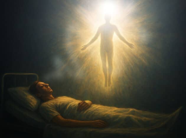 Künstlerische Darstellung einer Nahtoderfahrung. Copyright: grewi.de (mit KI erstellt)