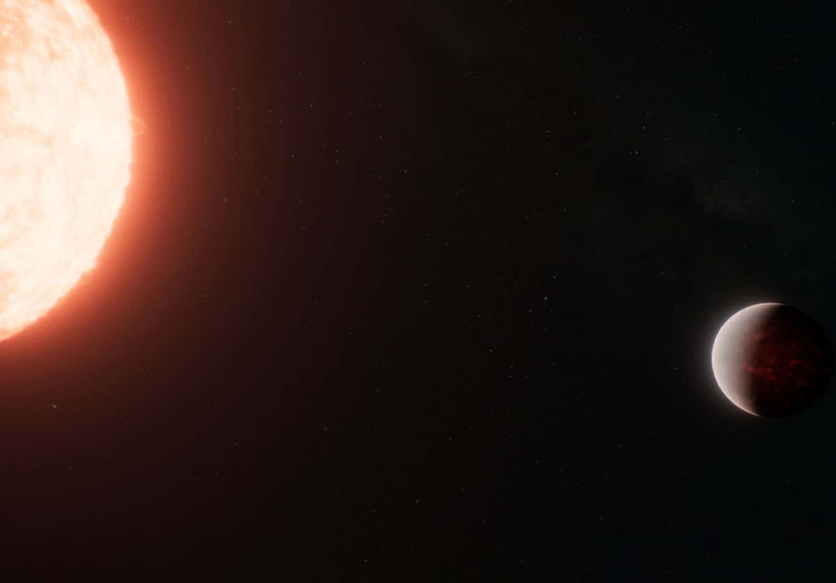 Künstlerische Darstellung des Planeten „TOI-561 b“ um seine Zentralgestirn (Illu.).Copyright: NASA/STScI