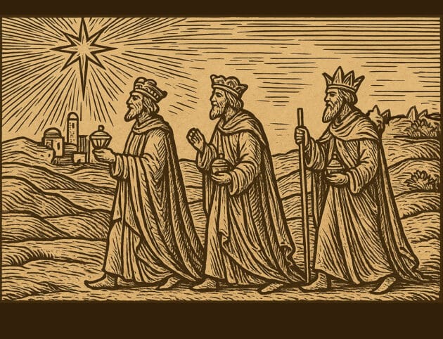 Die drei Weisen aus dem Morgenland folgen dem Stern gen Bethlehem (Illu.). Quelle: grewi.de (mit KI erstellt)