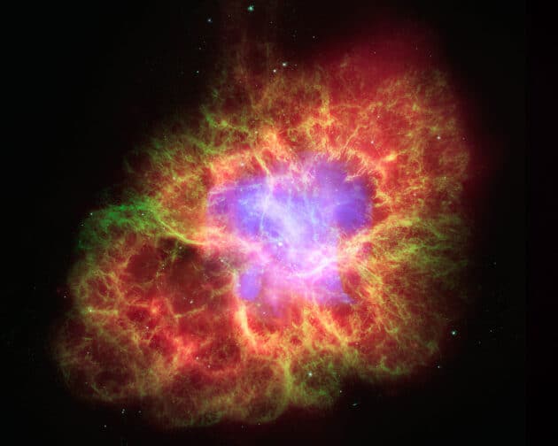 Symbolbild: Falschfarbenbild des sog. Krebsnebels, einem Überrest der Supernova aus dem Jahr 1054. Copyright/Quelle: NASA
