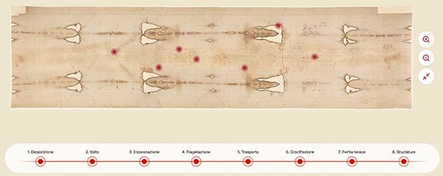 Digitale Ansicht des Grabtuchs auf avvolti.org.Quelle: www.avvolti.org