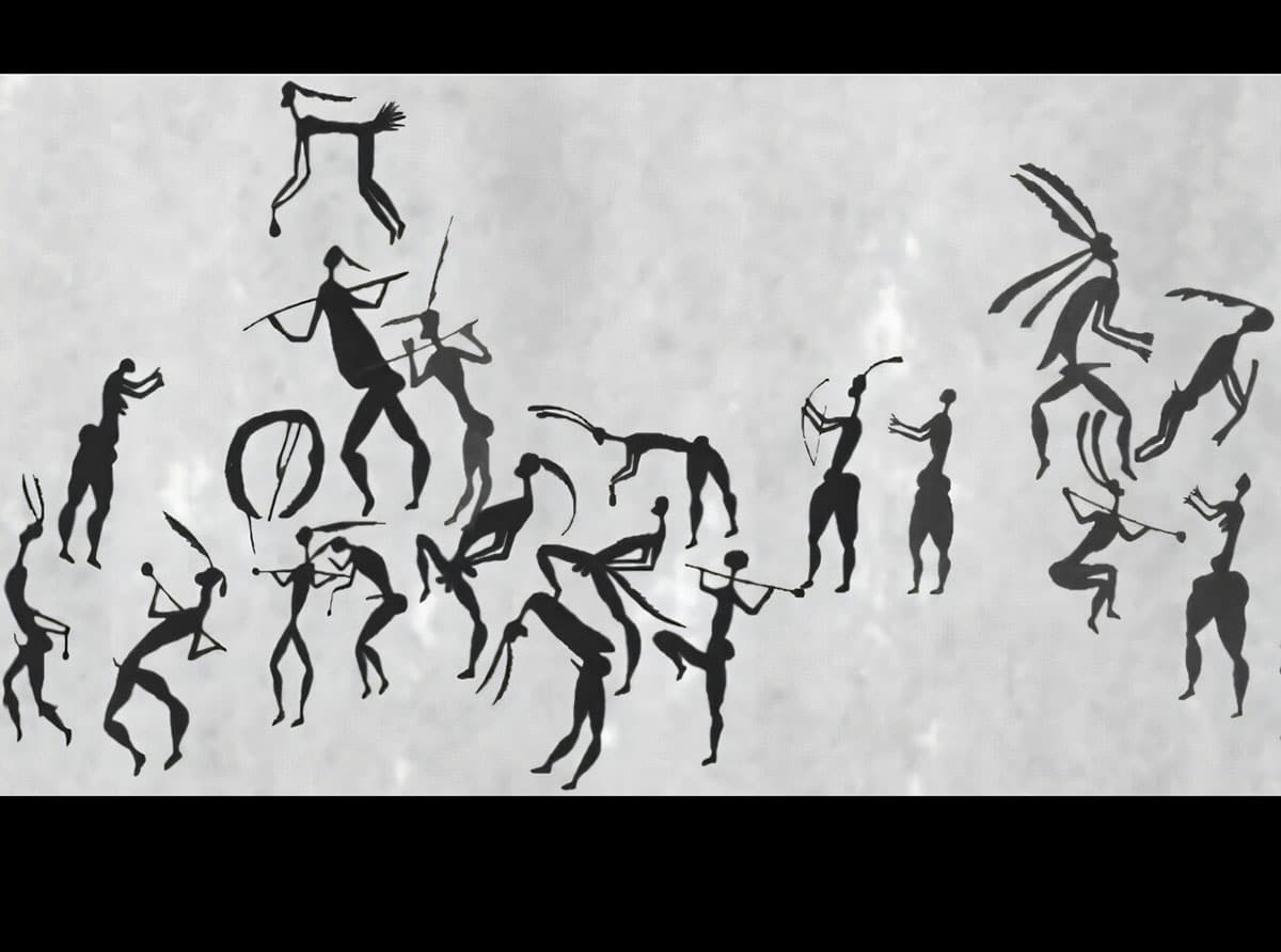 Tanzdarstellzungen der San.Copyright/Quellen: Vinnicomb 2001, in Kumbani and Diaz-Andreu 2025