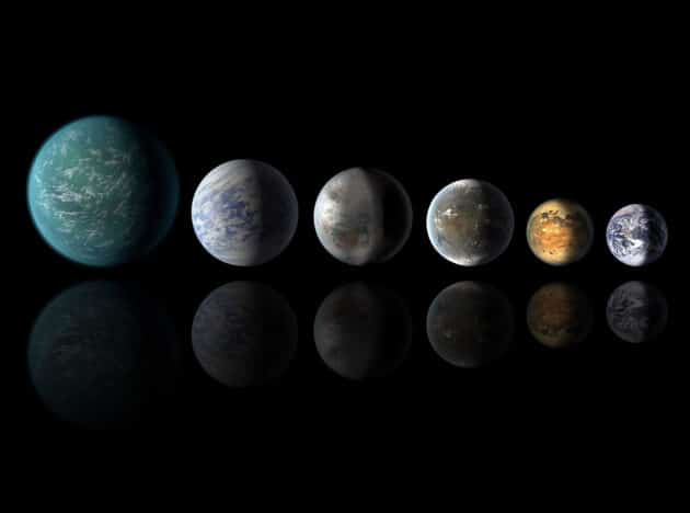 Symbolbild: Grafische Darstellung verschiedener Gesteinsplaneten (Illu.). Copyright: NASA