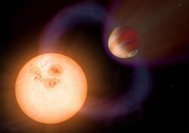 Künstlerische Darstellung eines seinen Stern eng umkreisenden Exoplaneten (Illu.). Copyright: NASA, ESA, and A. Schaller (for STScI)