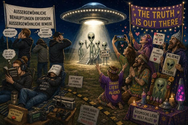 Eine aktuelle Studie zeigt, dass oft bediente Klischees von Skeptikern und Gläubigen keiner der beiden Haltungen gerecht werden. Copyright: grewi.de (KI erstellt)