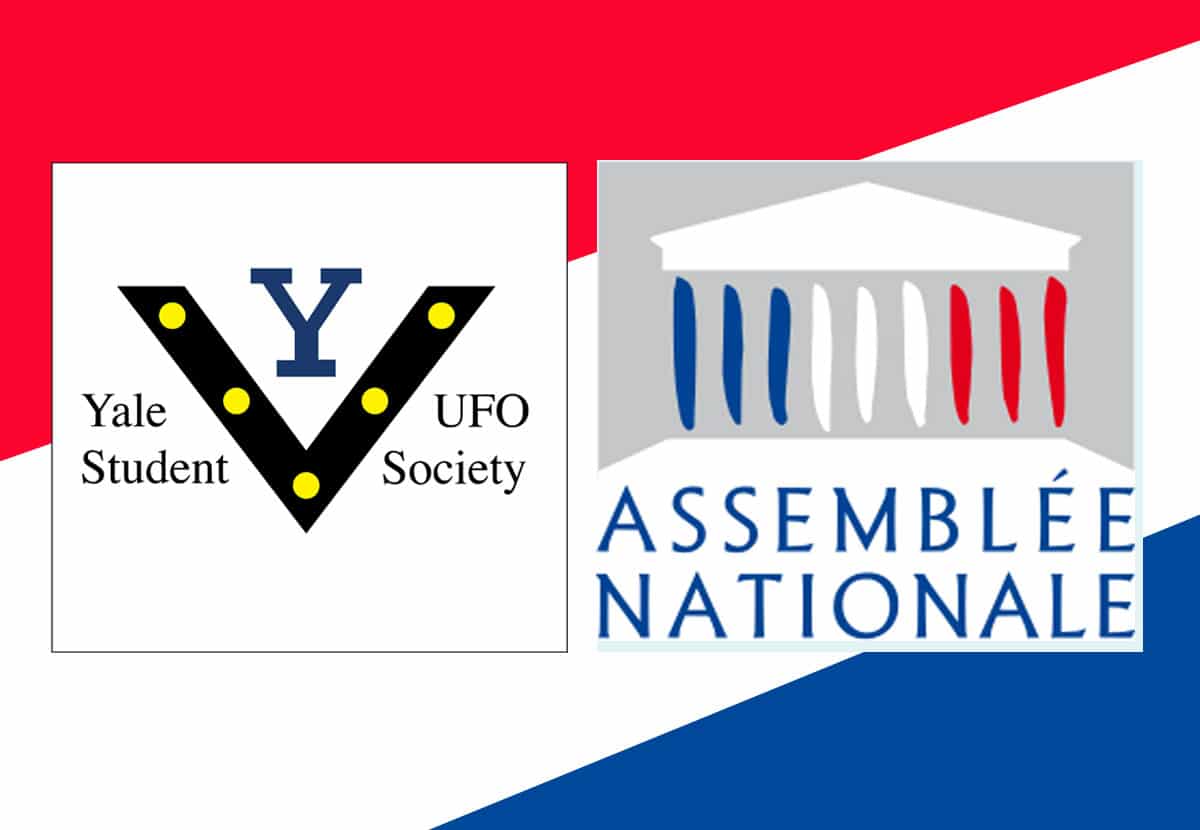 Symbolbild: Die Signet der neugegründeten "Yale Student UFO Society" (l.) und der franz. Nationalversammlung.
