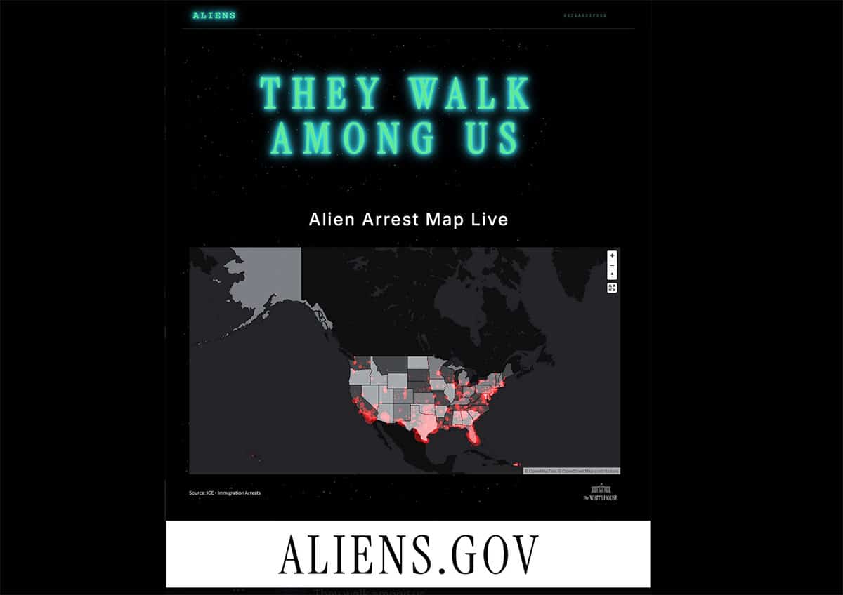 Screenshot der neuen „Aliens.gov“-Regierungswebseite.Copyright: US Gov.