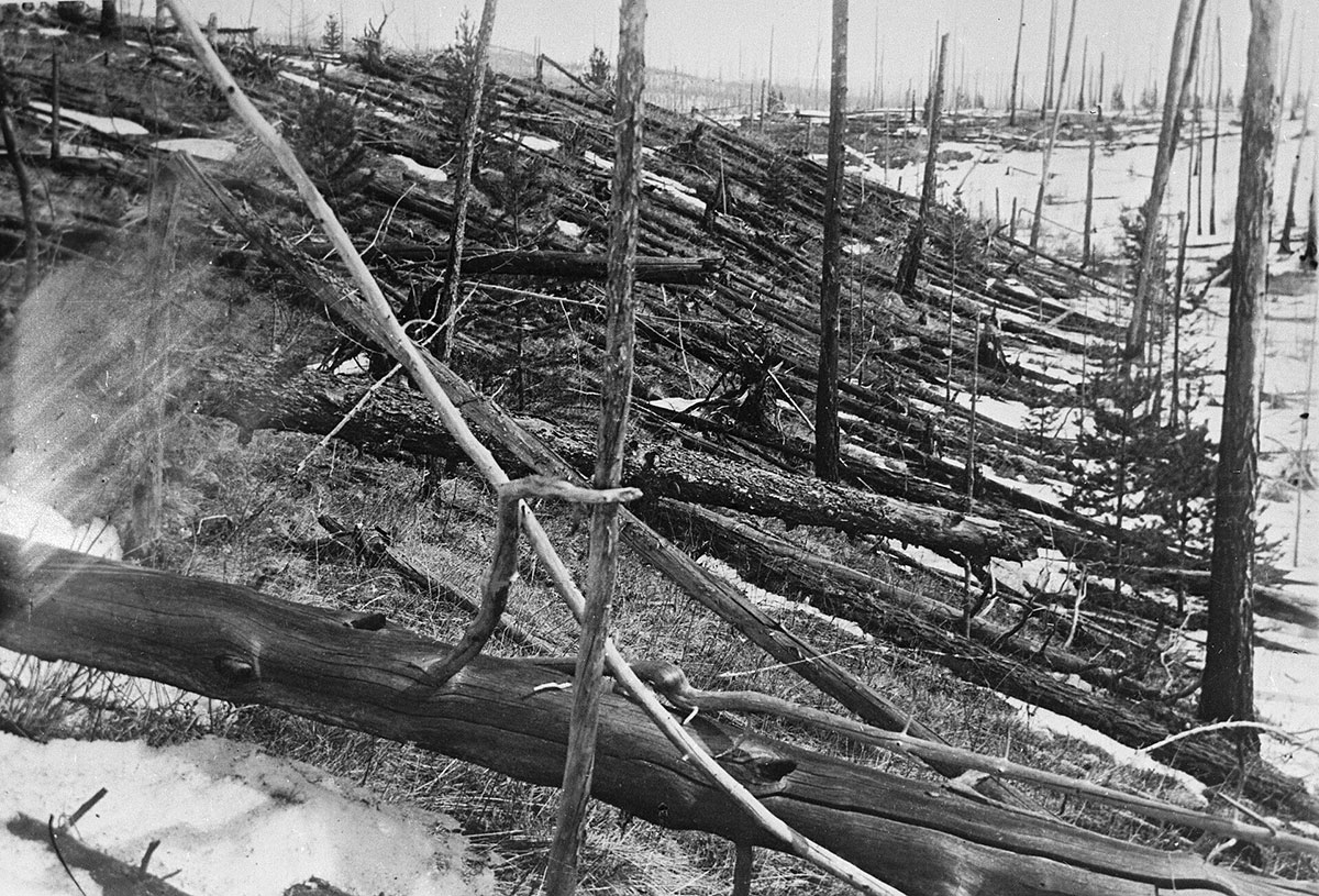 Das Tunguska-Ereignis / Quelle: Leonid-Kulik-Expedition im Jahre 1929Copyright: Leonid Kulik / Gemeinfrei