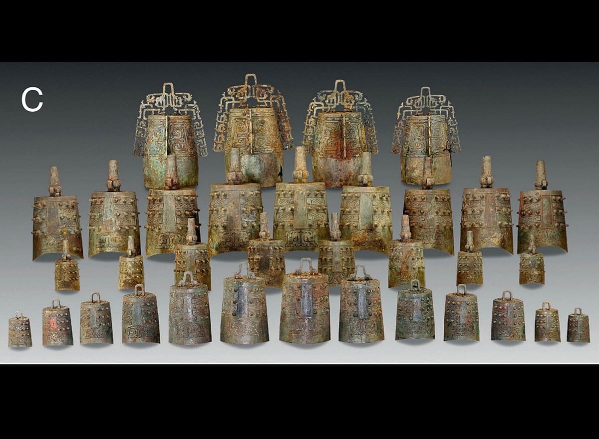 Bronzeglocken aus dem Grab des cinesichen Fürten Qui.Copyright/Quelle: Chinglong Tse, Cambridge Archaeological Journal (2026)