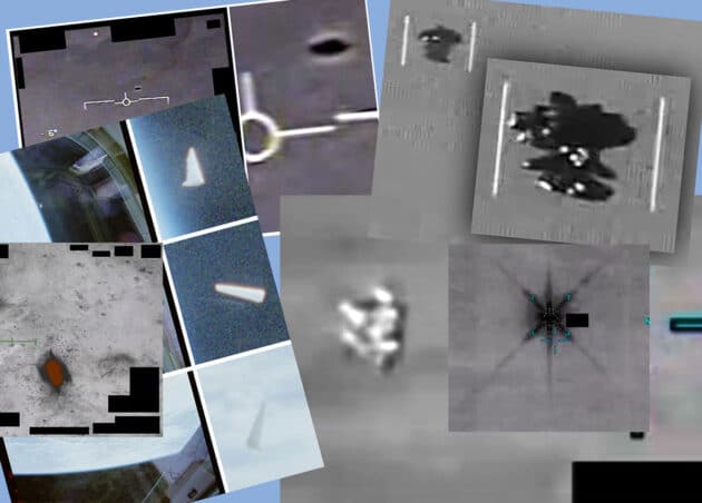 Beispiele aus der vierten Tranche der US-UFO-Akten, veröffentlicht am 10. Juli 2026. Quelle: US Giv./DOW/PURSUE