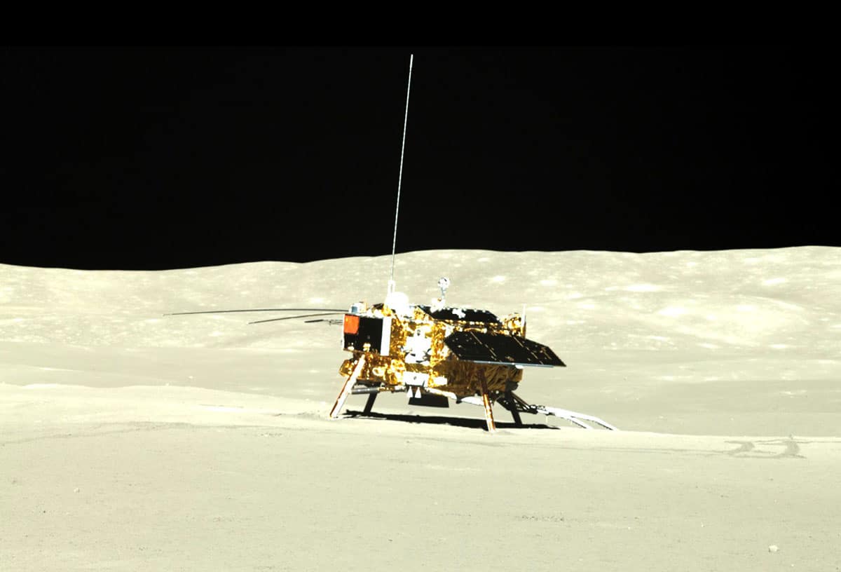 Der Lander der Mission „Chang’e-4“ auf der Rückseite des Mondes.Copyright: CNSA