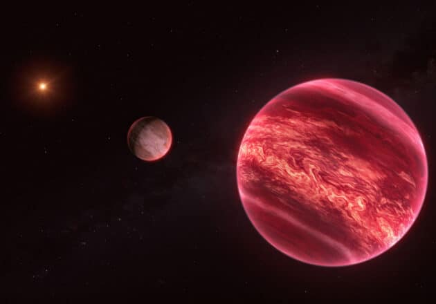 Künstlerische Darstellung von „CD-35 2722“, ein System mit einem mondähnlichen Objekt (Illu.). Copyright: ESO/M. Kornmesser