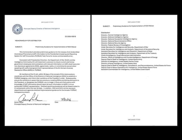 Das Schreiben des stellvertretenden Direktors der US-Geheimdienste an die Geheimdienstgemeinschaft vom 31. Juli 2026. Quelle: US Gov. / Eric Burlison