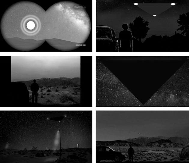 Beispiele der grafischen Rekonstruktionen von Sichtungen aus den FBI-UFO-Akten (Illus.).Quelle: US Gov. / DOW / PURSUE /