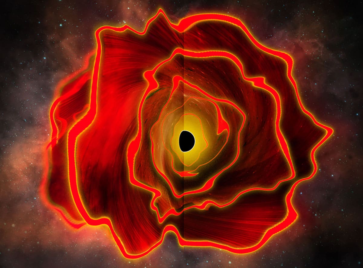 Künstlerische Darstellung des Objekts MoM-BH-1* (Illu.).Copyright: Jose-Luis Olivares, MIT
